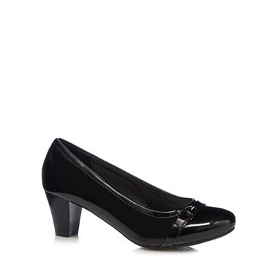 Black buckle detail wide fit high court shoes
